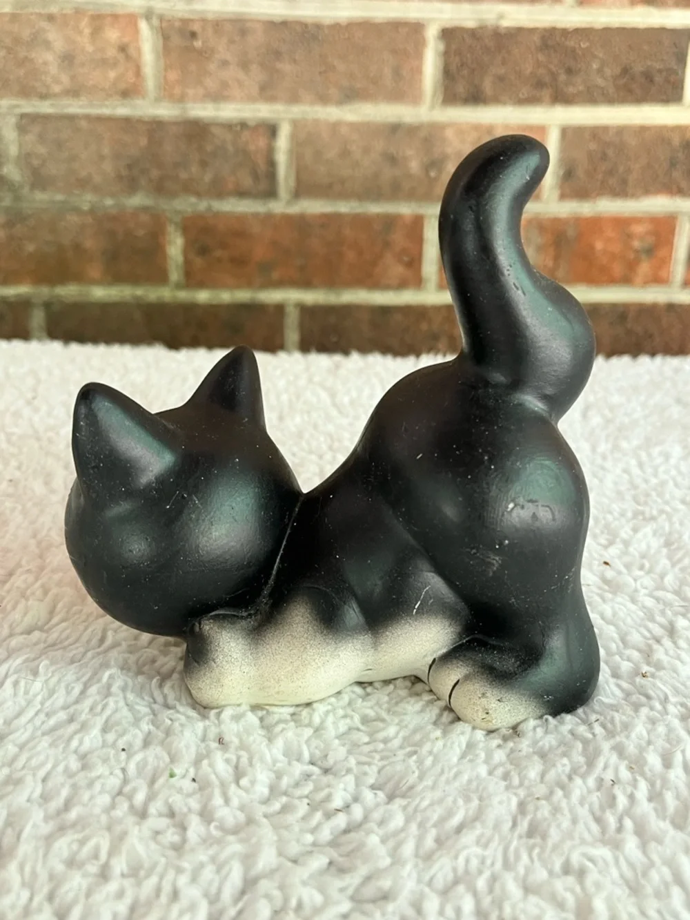 Ceramic Black Cat Figurine With Playful Pose Similar To Suzi Skoglund Style